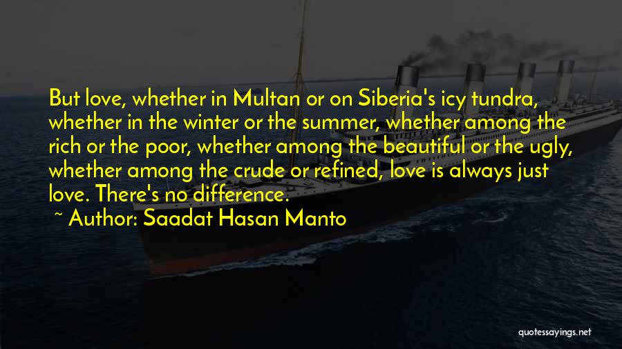 Saadat Hasan Manto Quotes: But Love, Whether In Multan Or On Siberia's Icy Tundra, Whether In The Winter Or The Summer, Whether Among The
