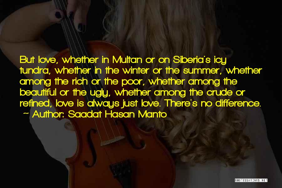 Saadat Hasan Manto Quotes: But Love, Whether In Multan Or On Siberia's Icy Tundra, Whether In The Winter Or The Summer, Whether Among The