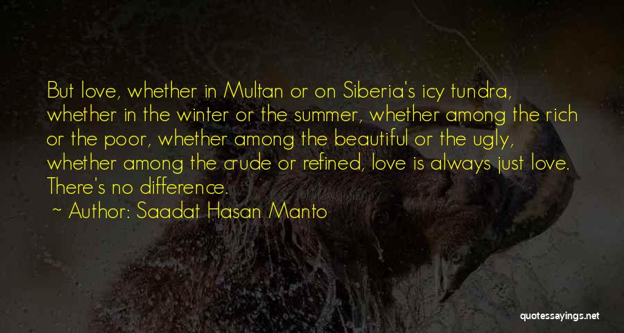 Saadat Hasan Manto Quotes: But Love, Whether In Multan Or On Siberia's Icy Tundra, Whether In The Winter Or The Summer, Whether Among The