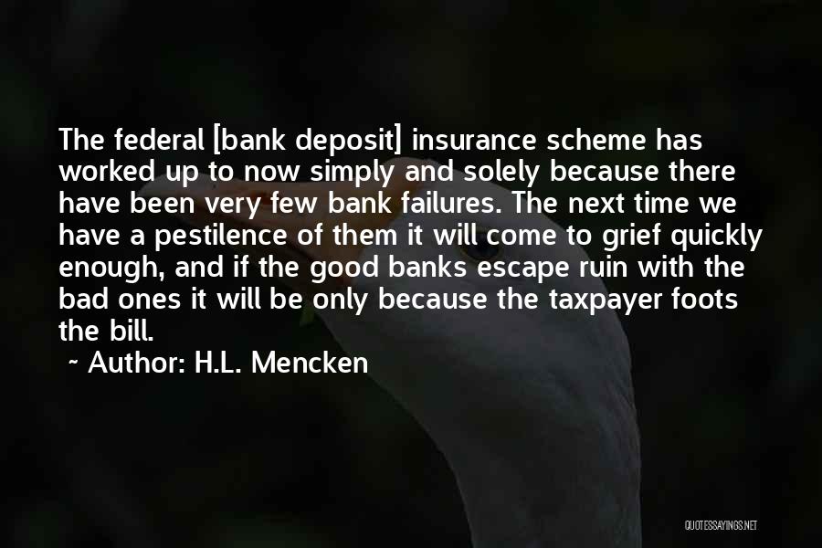 H.L. Mencken Quotes: The Federal [bank Deposit] Insurance Scheme Has Worked Up To Now Simply And Solely Because There Have Been Very Few