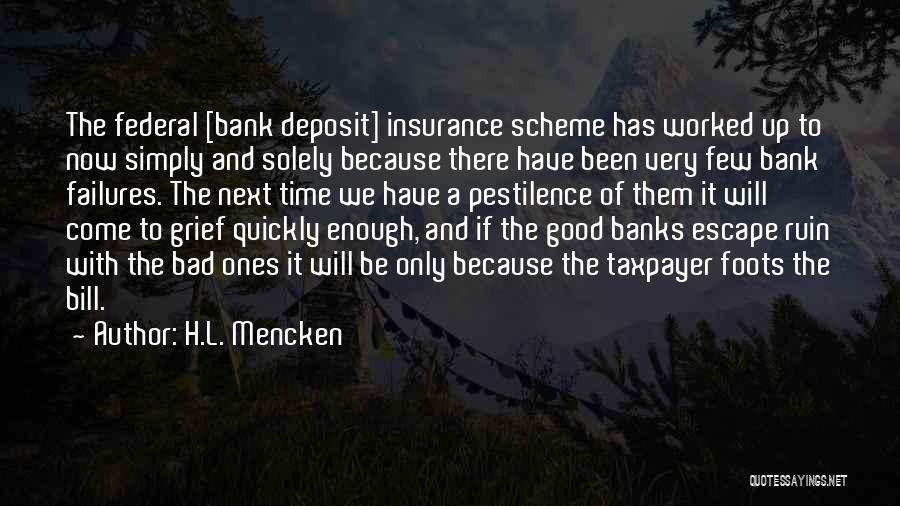 H.L. Mencken Quotes: The Federal [bank Deposit] Insurance Scheme Has Worked Up To Now Simply And Solely Because There Have Been Very Few