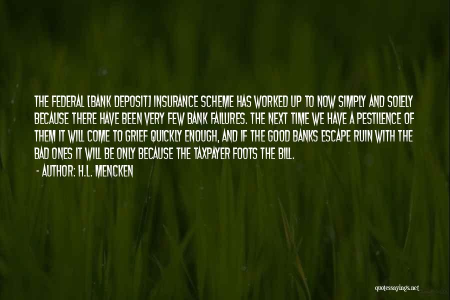 H.L. Mencken Quotes: The Federal [bank Deposit] Insurance Scheme Has Worked Up To Now Simply And Solely Because There Have Been Very Few