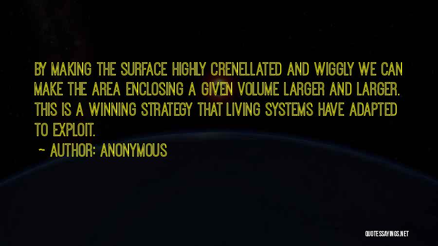 Anonymous Quotes: By Making The Surface Highly Crenellated And Wiggly We Can Make The Area Enclosing A Given Volume Larger And Larger.