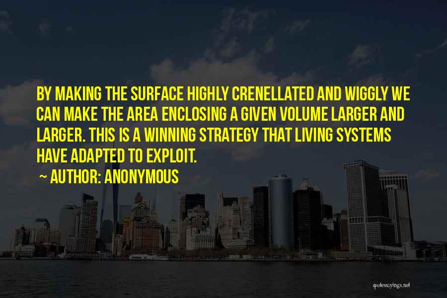 Anonymous Quotes: By Making The Surface Highly Crenellated And Wiggly We Can Make The Area Enclosing A Given Volume Larger And Larger.