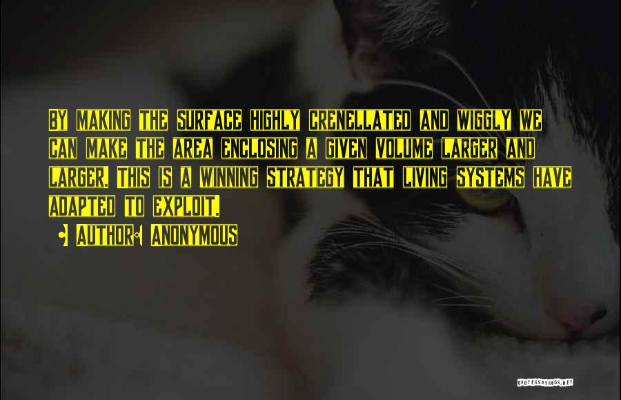 Anonymous Quotes: By Making The Surface Highly Crenellated And Wiggly We Can Make The Area Enclosing A Given Volume Larger And Larger.