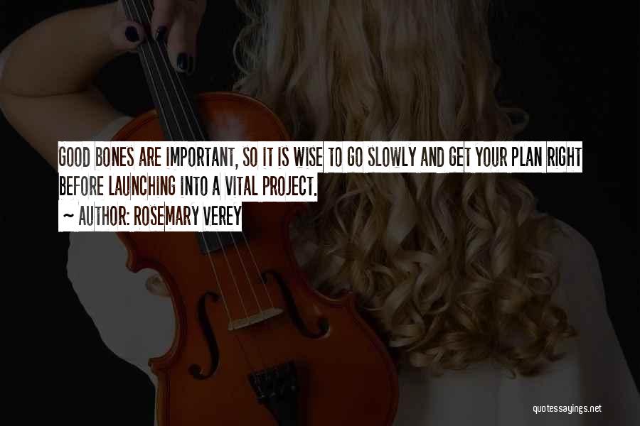 Rosemary Verey Quotes: Good Bones Are Important, So It Is Wise To Go Slowly And Get Your Plan Right Before Launching Into A