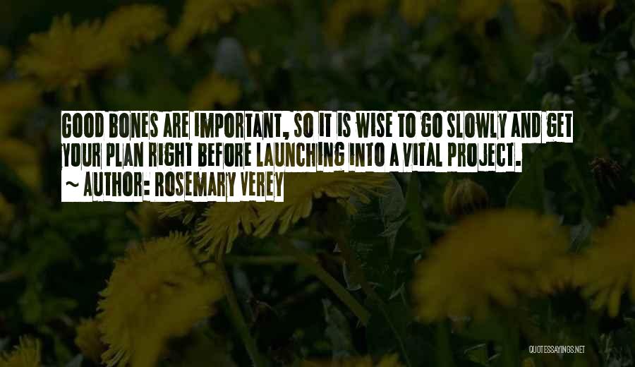 Rosemary Verey Quotes: Good Bones Are Important, So It Is Wise To Go Slowly And Get Your Plan Right Before Launching Into A