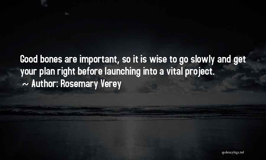 Rosemary Verey Quotes: Good Bones Are Important, So It Is Wise To Go Slowly And Get Your Plan Right Before Launching Into A