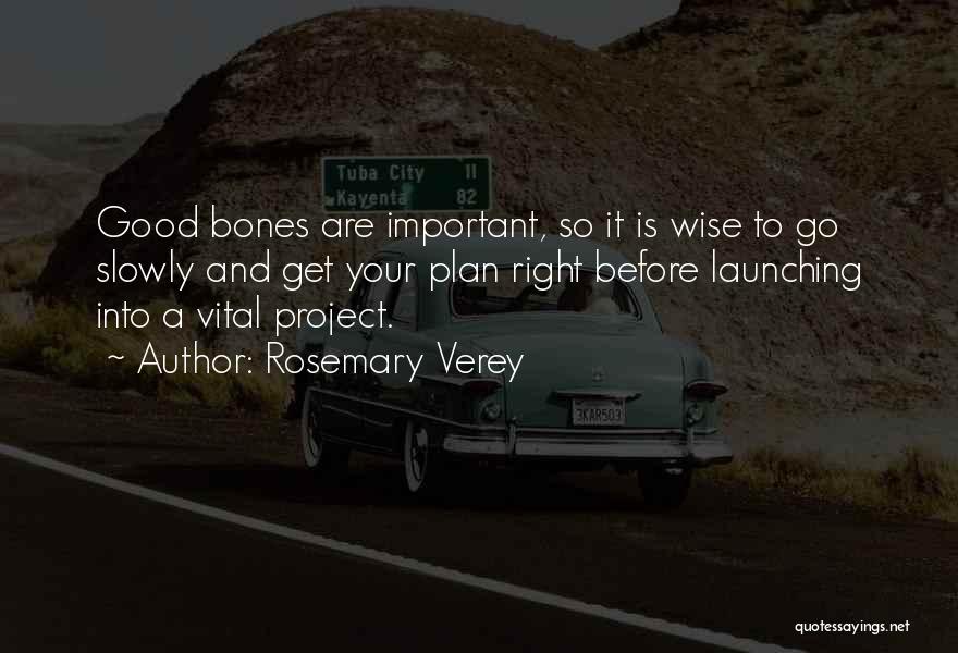 Rosemary Verey Quotes: Good Bones Are Important, So It Is Wise To Go Slowly And Get Your Plan Right Before Launching Into A