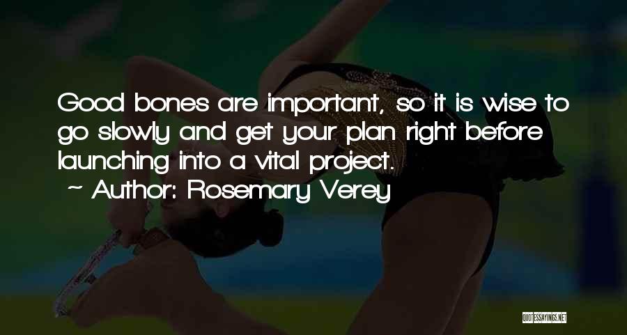 Rosemary Verey Quotes: Good Bones Are Important, So It Is Wise To Go Slowly And Get Your Plan Right Before Launching Into A