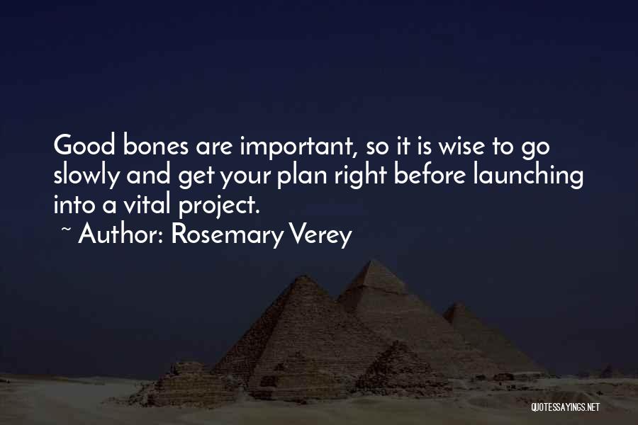 Rosemary Verey Quotes: Good Bones Are Important, So It Is Wise To Go Slowly And Get Your Plan Right Before Launching Into A