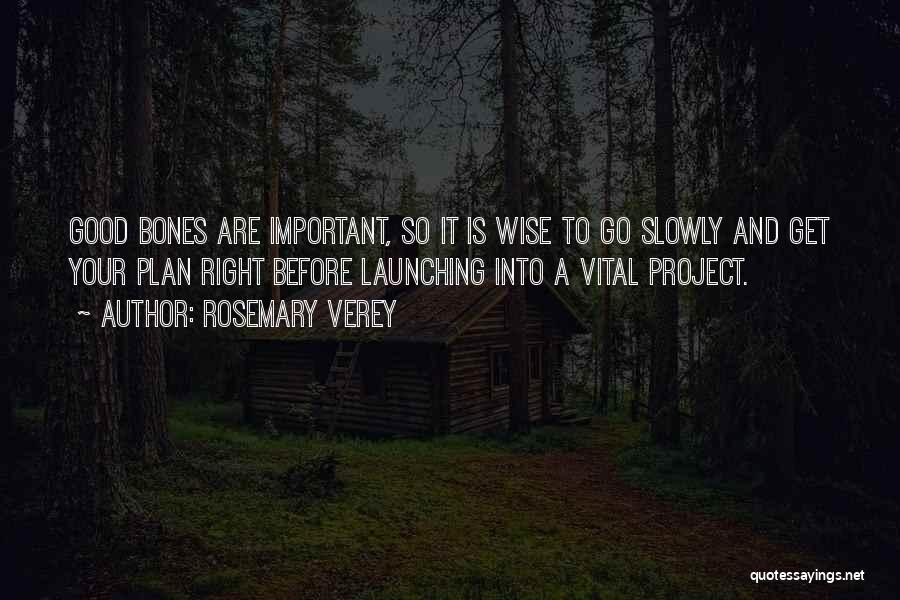 Rosemary Verey Quotes: Good Bones Are Important, So It Is Wise To Go Slowly And Get Your Plan Right Before Launching Into A