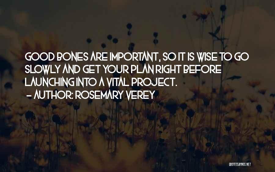 Rosemary Verey Quotes: Good Bones Are Important, So It Is Wise To Go Slowly And Get Your Plan Right Before Launching Into A