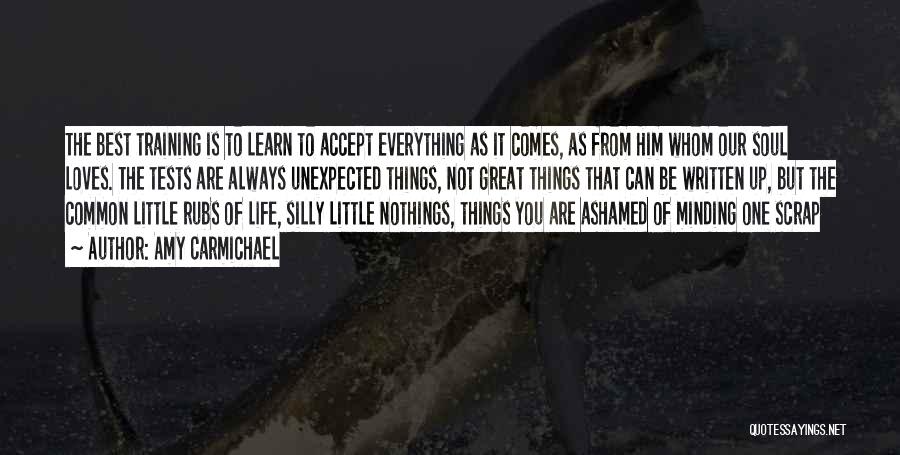 Amy Carmichael Quotes: The Best Training Is To Learn To Accept Everything As It Comes, As From Him Whom Our Soul Loves. The