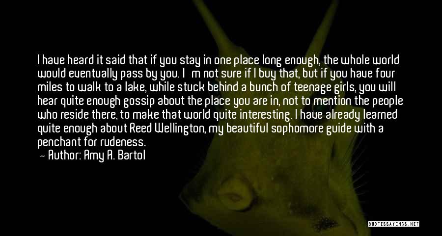 Amy A. Bartol Quotes: I Have Heard It Said That If You Stay In One Place Long Enough, The Whole World Would Eventually Pass