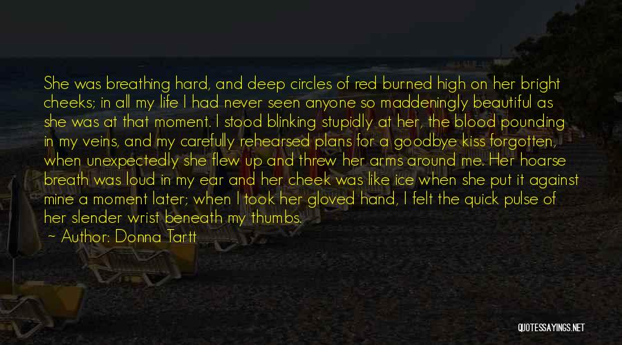 Donna Tartt Quotes: She Was Breathing Hard, And Deep Circles Of Red Burned High On Her Bright Cheeks; In All My Life I