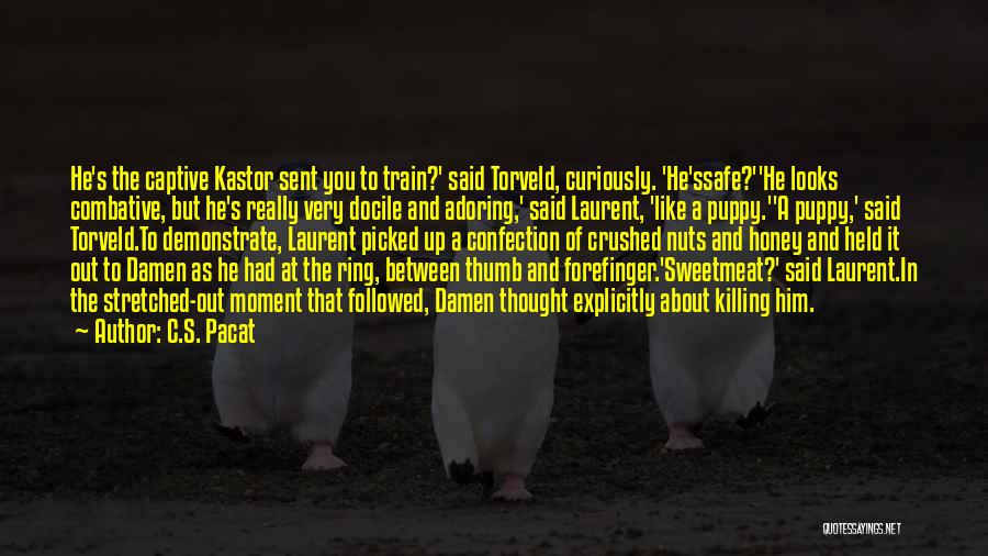 C.S. Pacat Quotes: He's The Captive Kastor Sent You To Train?' Said Torveld, Curiously. 'he'ssafe?''he Looks Combative, But He's Really Very Docile And