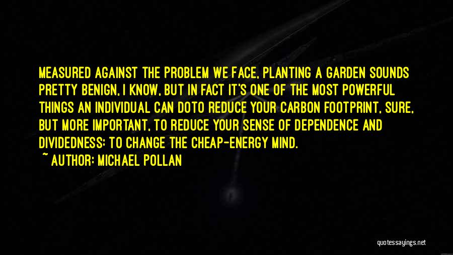 Michael Pollan Quotes: Measured Against The Problem We Face, Planting A Garden Sounds Pretty Benign, I Know, But In Fact It's One Of