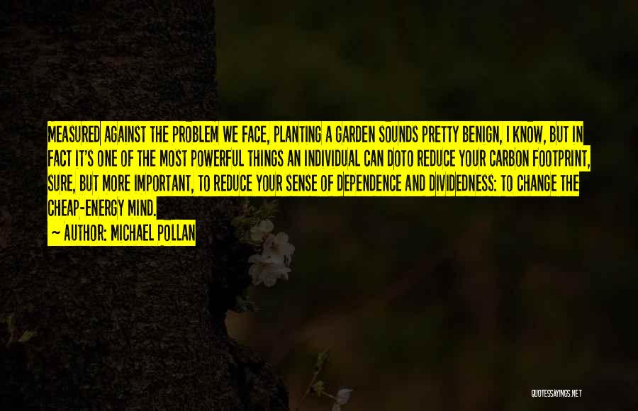 Michael Pollan Quotes: Measured Against The Problem We Face, Planting A Garden Sounds Pretty Benign, I Know, But In Fact It's One Of