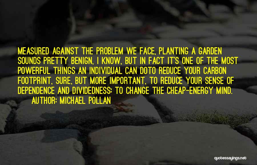 Michael Pollan Quotes: Measured Against The Problem We Face, Planting A Garden Sounds Pretty Benign, I Know, But In Fact It's One Of