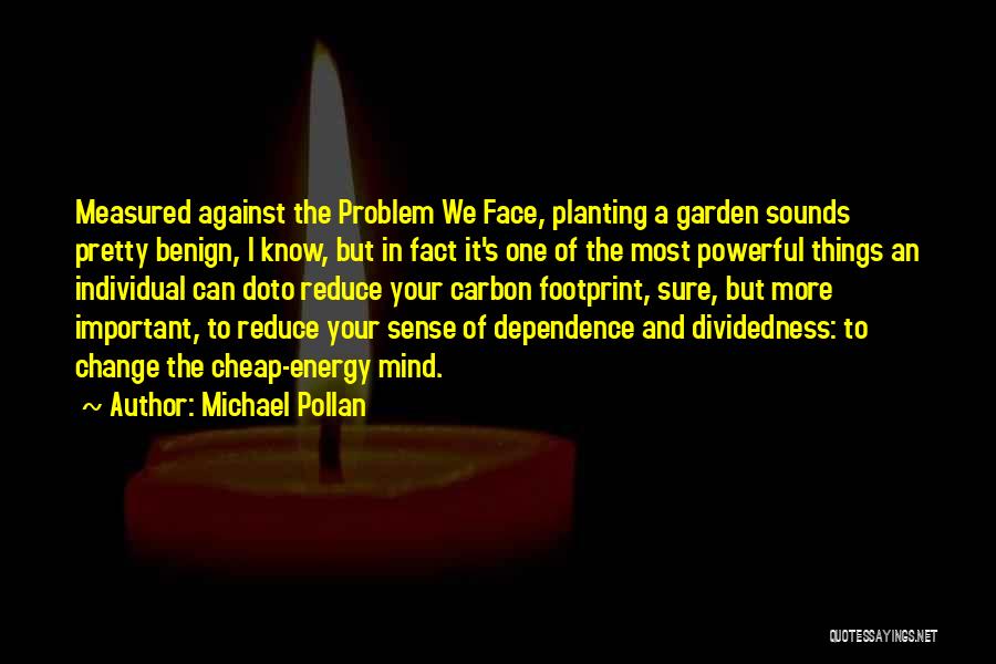 Michael Pollan Quotes: Measured Against The Problem We Face, Planting A Garden Sounds Pretty Benign, I Know, But In Fact It's One Of