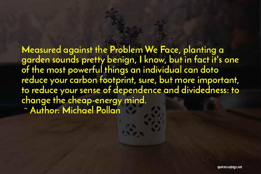 Michael Pollan Quotes: Measured Against The Problem We Face, Planting A Garden Sounds Pretty Benign, I Know, But In Fact It's One Of