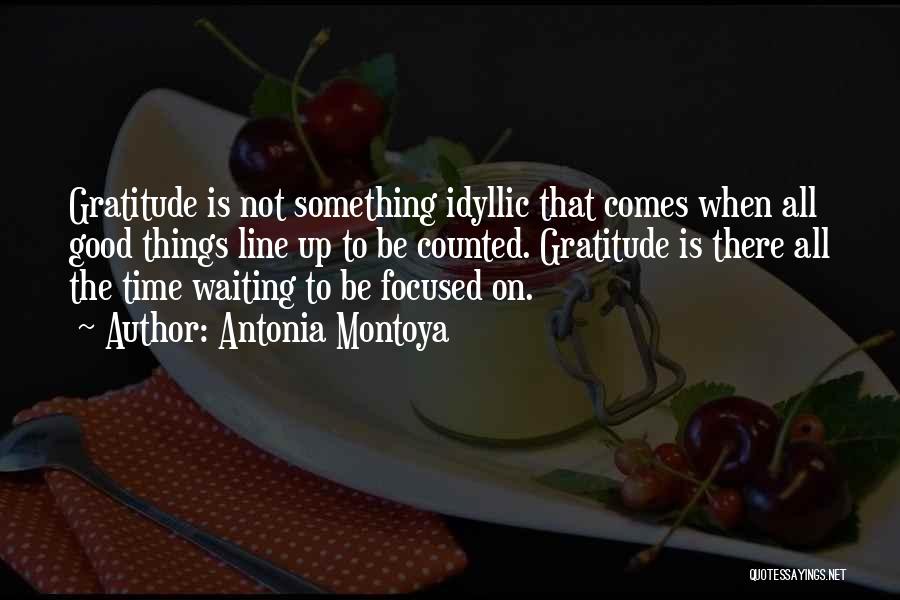 Antonia Montoya Quotes: Gratitude Is Not Something Idyllic That Comes When All Good Things Line Up To Be Counted. Gratitude Is There All