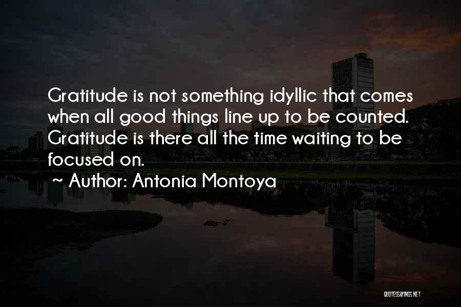 Antonia Montoya Quotes: Gratitude Is Not Something Idyllic That Comes When All Good Things Line Up To Be Counted. Gratitude Is There All