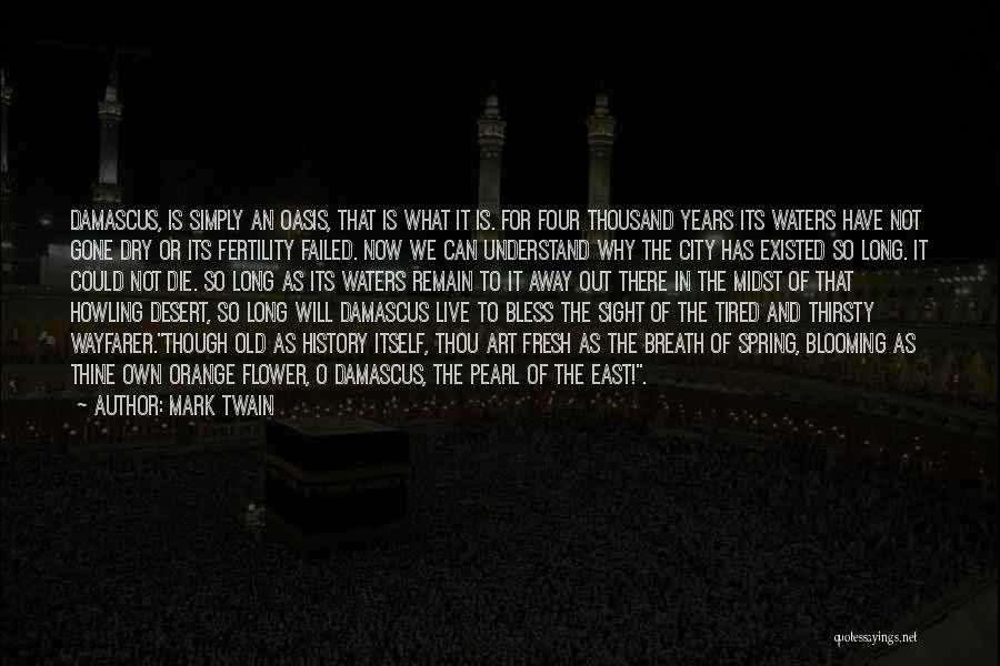 Mark Twain Quotes: Damascus, Is Simply An Oasis, That Is What It Is. For Four Thousand Years Its Waters Have Not Gone Dry