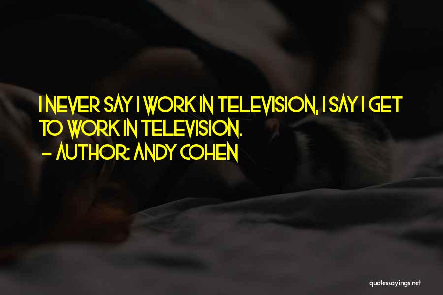 Andy Cohen Quotes: I Never Say I Work In Television, I Say I Get To Work In Television.