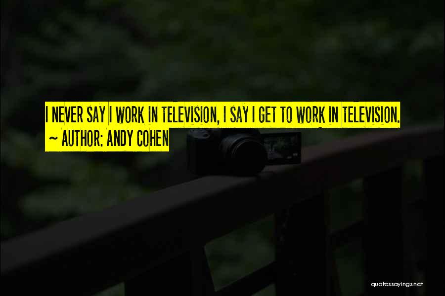 Andy Cohen Quotes: I Never Say I Work In Television, I Say I Get To Work In Television.