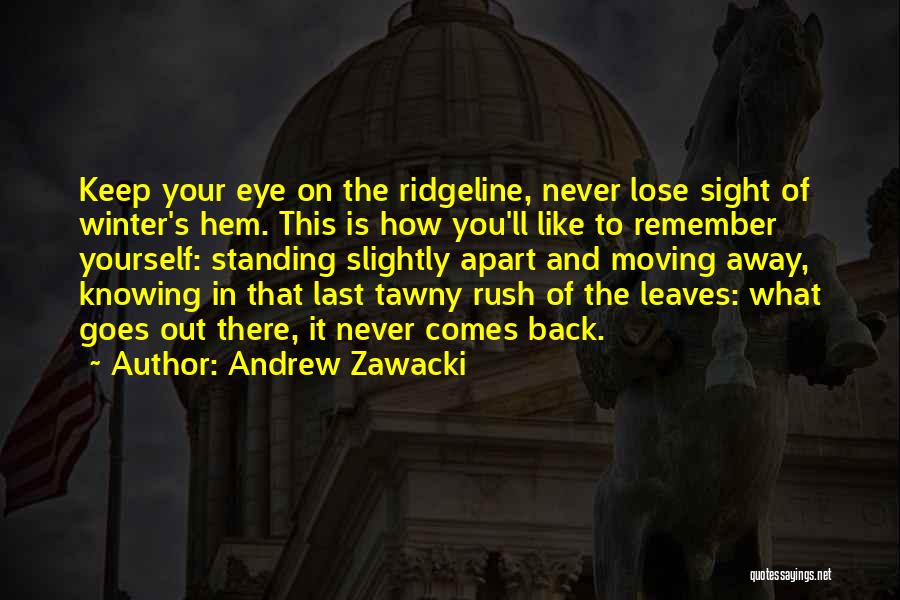 Andrew Zawacki Quotes: Keep Your Eye On The Ridgeline, Never Lose Sight Of Winter's Hem. This Is How You'll Like To Remember Yourself:
