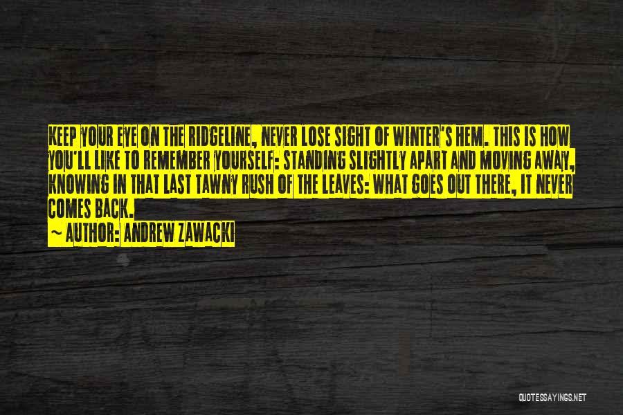 Andrew Zawacki Quotes: Keep Your Eye On The Ridgeline, Never Lose Sight Of Winter's Hem. This Is How You'll Like To Remember Yourself: