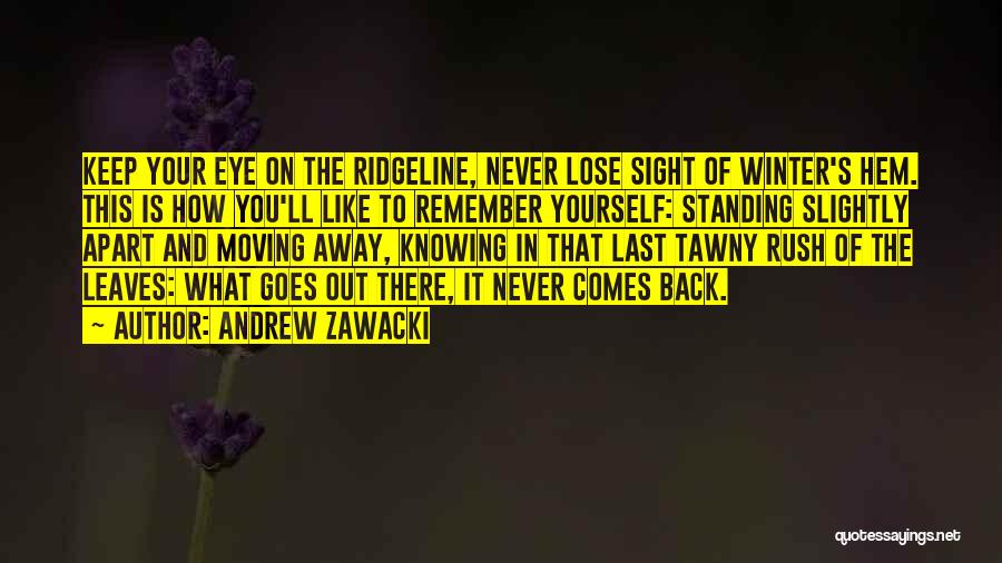 Andrew Zawacki Quotes: Keep Your Eye On The Ridgeline, Never Lose Sight Of Winter's Hem. This Is How You'll Like To Remember Yourself: