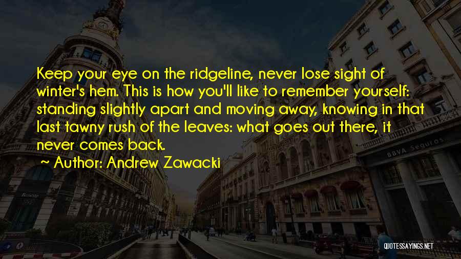 Andrew Zawacki Quotes: Keep Your Eye On The Ridgeline, Never Lose Sight Of Winter's Hem. This Is How You'll Like To Remember Yourself: