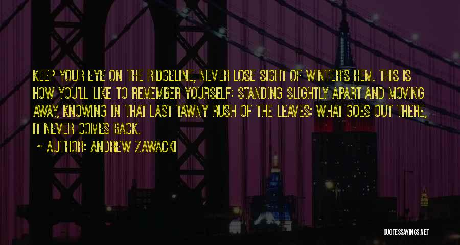 Andrew Zawacki Quotes: Keep Your Eye On The Ridgeline, Never Lose Sight Of Winter's Hem. This Is How You'll Like To Remember Yourself: