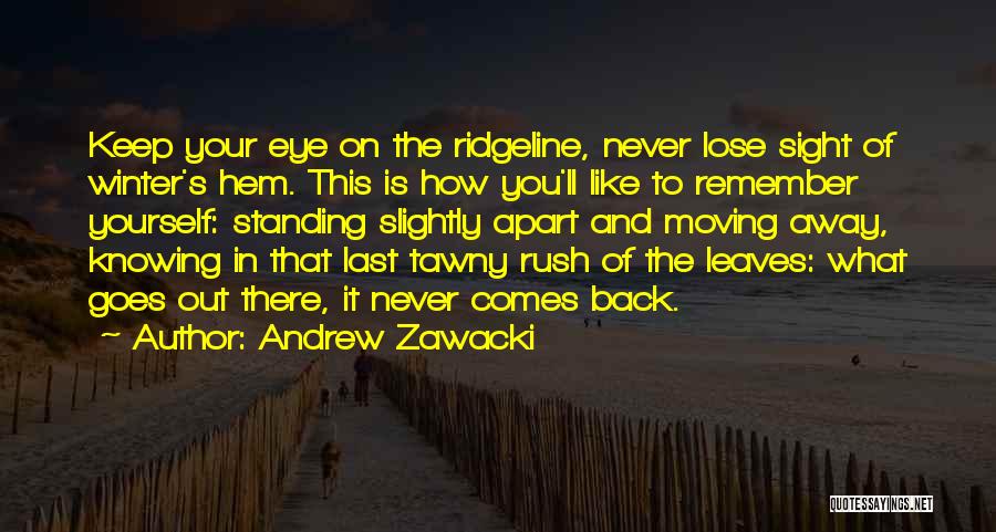Andrew Zawacki Quotes: Keep Your Eye On The Ridgeline, Never Lose Sight Of Winter's Hem. This Is How You'll Like To Remember Yourself: