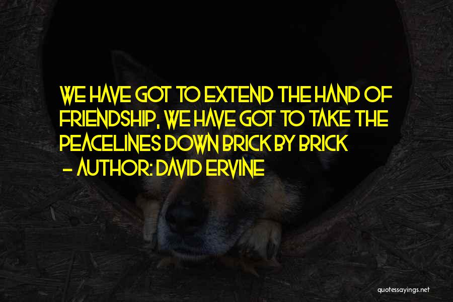 David Ervine Quotes: We Have Got To Extend The Hand Of Friendship, We Have Got To Take The Peacelines Down Brick By Brick