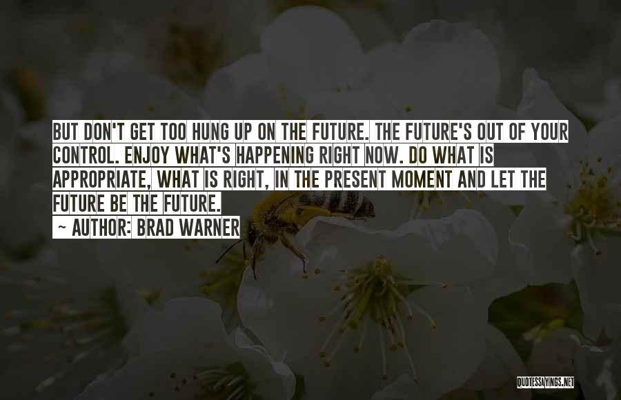 Brad Warner Quotes: But Don't Get Too Hung Up On The Future. The Future's Out Of Your Control. Enjoy What's Happening Right Now.