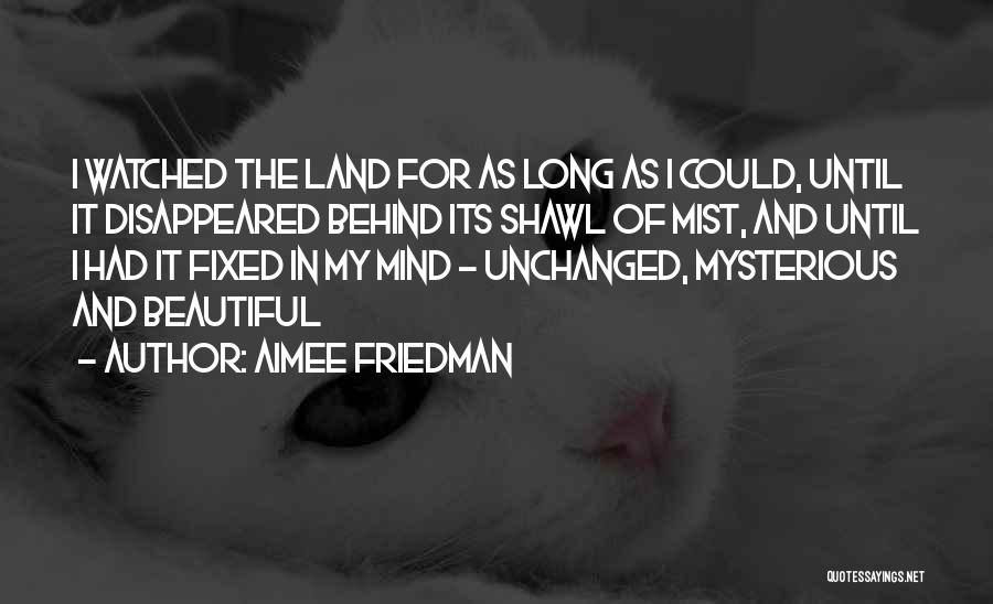 Aimee Friedman Quotes: I Watched The Land For As Long As I Could, Until It Disappeared Behind Its Shawl Of Mist, And Until