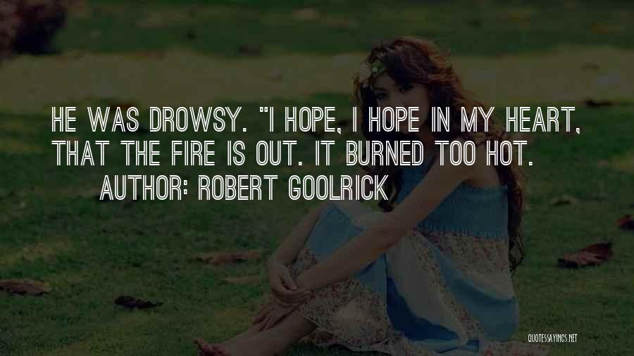 Robert Goolrick Quotes: He Was Drowsy. I Hope, I Hope In My Heart, That The Fire Is Out. It Burned Too Hot.