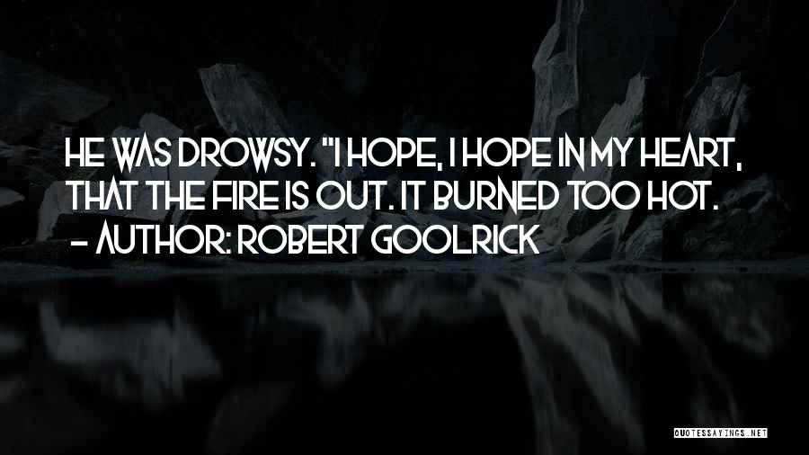 Robert Goolrick Quotes: He Was Drowsy. I Hope, I Hope In My Heart, That The Fire Is Out. It Burned Too Hot.