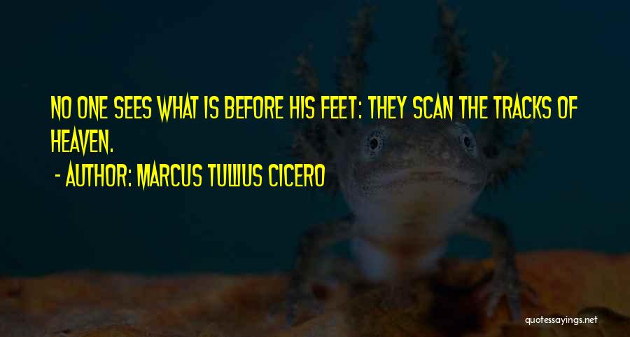 Marcus Tullius Cicero Quotes: No One Sees What Is Before His Feet: They Scan The Tracks Of Heaven.