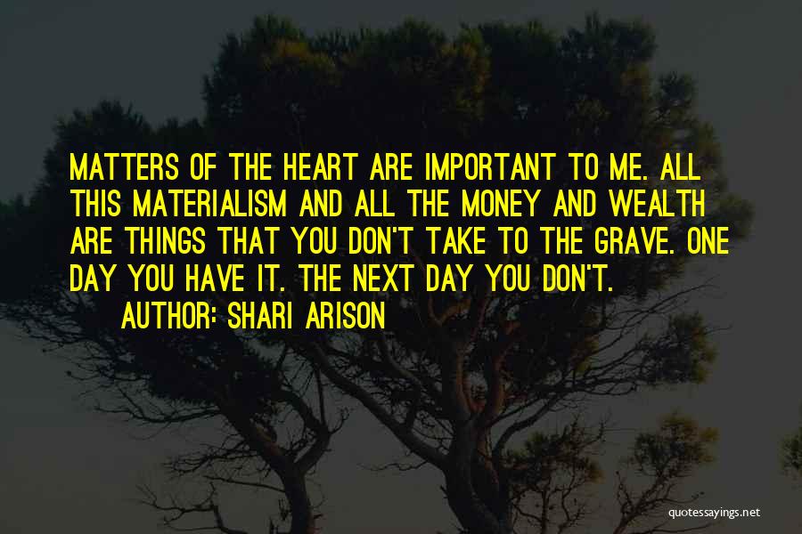 Shari Arison Quotes: Matters Of The Heart Are Important To Me. All This Materialism And All The Money And Wealth Are Things That