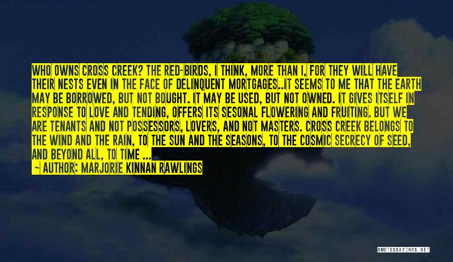 Marjorie Kinnan Rawlings Quotes: Who Owns Cross Creek? The Red-birds, I Think, More Than I, For They Will Have Their Nests Even In The