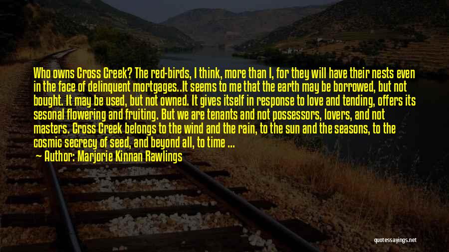 Marjorie Kinnan Rawlings Quotes: Who Owns Cross Creek? The Red-birds, I Think, More Than I, For They Will Have Their Nests Even In The