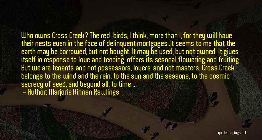 Marjorie Kinnan Rawlings Quotes: Who Owns Cross Creek? The Red-birds, I Think, More Than I, For They Will Have Their Nests Even In The