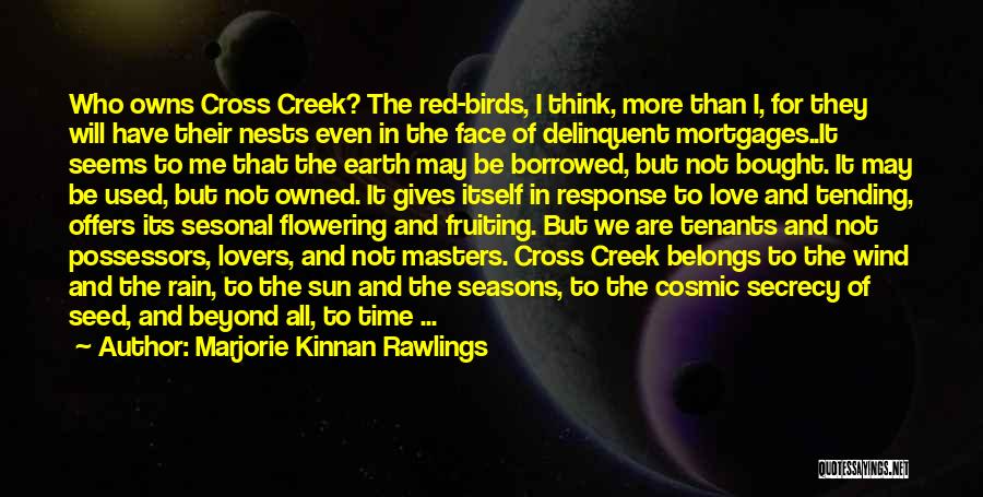 Marjorie Kinnan Rawlings Quotes: Who Owns Cross Creek? The Red-birds, I Think, More Than I, For They Will Have Their Nests Even In The