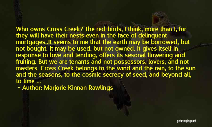 Marjorie Kinnan Rawlings Quotes: Who Owns Cross Creek? The Red-birds, I Think, More Than I, For They Will Have Their Nests Even In The