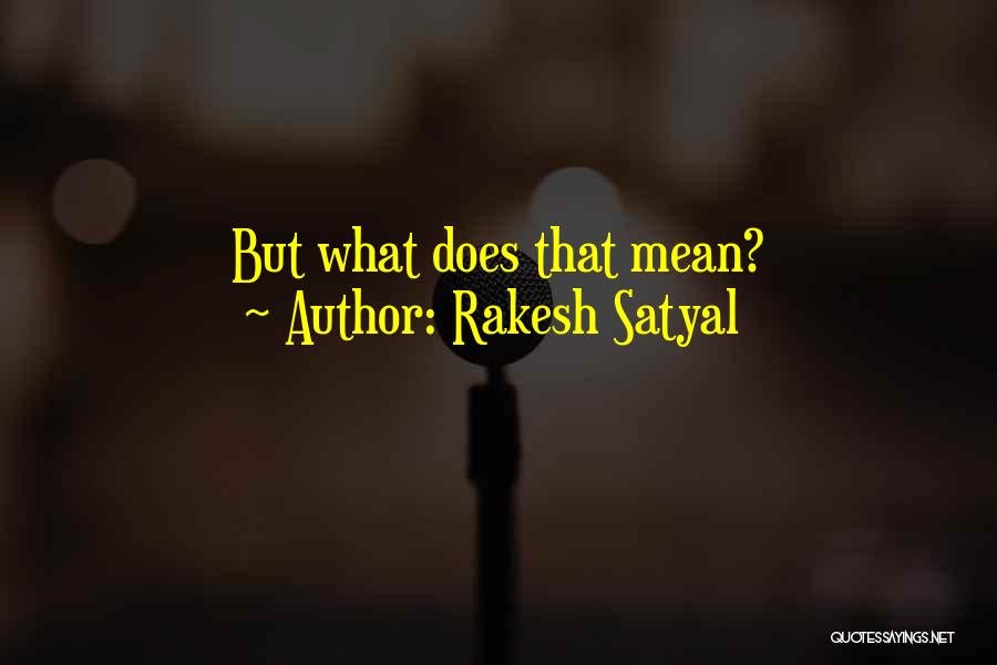 Rakesh Satyal Quotes: But What Does That Mean?